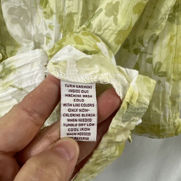 JM Collection Green White Sheer Floral Print Button Up Shirt Womens Size 18 - Picture 7 of 7